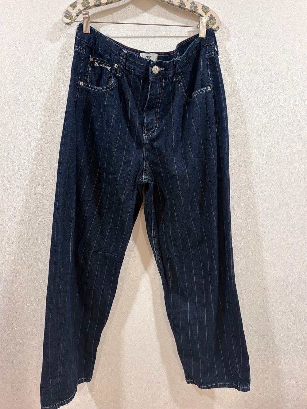 BDG Jeans Dark Indigo Pinstripe Jeans with White Stitching Y2k